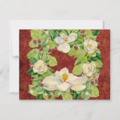 Natuur Kerst Magnolia Krans met Dennentakken Kaart (Achterkant)