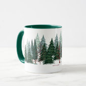 Natuur kerstfeestdag bosgroene denbomen mok (Voorkant links)