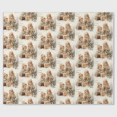  Natuur Kerstmis Kinderen met Vogels Cadeaupapier (Vlak)