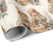  Natuur Kerstmis Kinderen met Vogels Cadeaupapier (Rol Hoek)