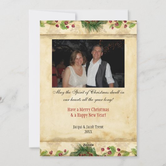 Natuur Kerstmis Magnolia Wreath n Pine Boughs Feestdagenkaart (Achterkant)