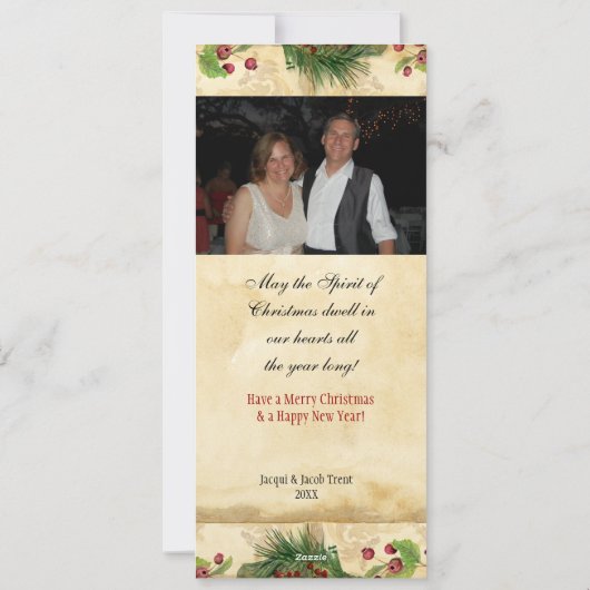 Natuur Kerstmis Magnolia Wreath n Pine Boughs Feestdagenkaart (Achterkant)