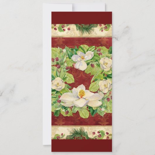 Natuur Kerstmis Magnolia Wreath n Pine Boughs Feestdagenkaart (Voorkant)