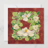 Natuur Kerstmis Magnolia Wreath n Pine Boughs Kaart (Achterkant)