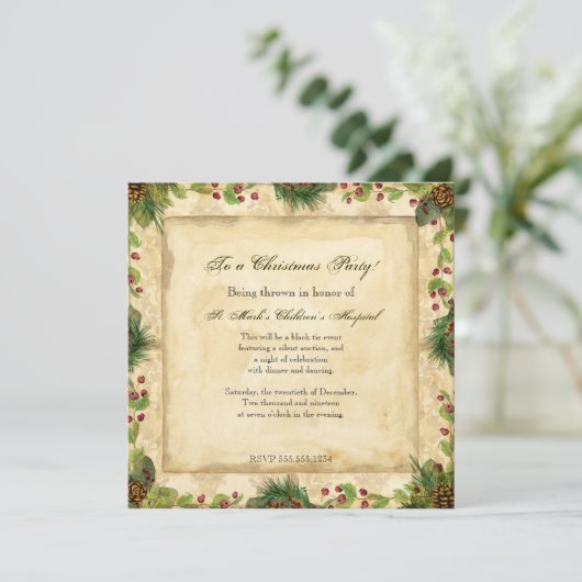 Natuur Kerstmis Magnolia Wreath n Pine Boughs Kaart (Staand voorkant)