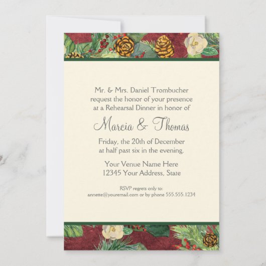 Natuur kerstwinterfeestdag Magnolia n Pine Kaart (Achterkant)