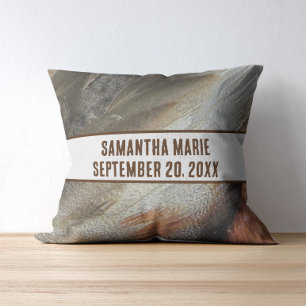 Natuur kinderkamer veren grijs bruin genderneutraa kussen