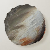 Natuur kinderkamer veren grijs bruin genderneutraa rond kussen (Achterkant)