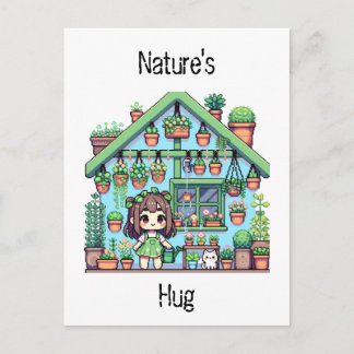 Natuur knuffel | Schattige Plant liefhebbers Pixel Briefkaart