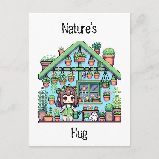 Natuur knuffel | Schattige Plant liefhebbers Pixel Briefkaart (Voorkant)