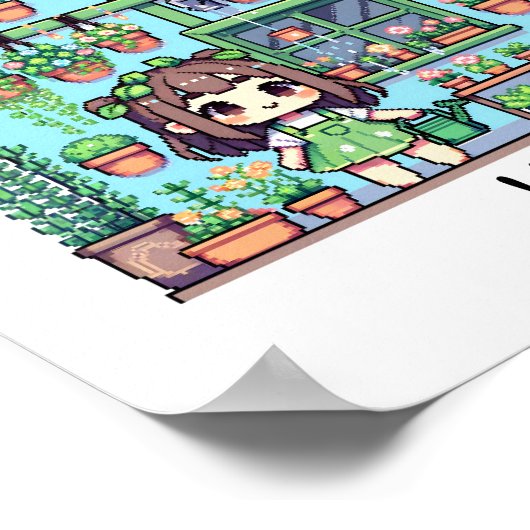 Natuur knuffel | Schattige Plant liefhebbers Pixel Poster (Hoek)