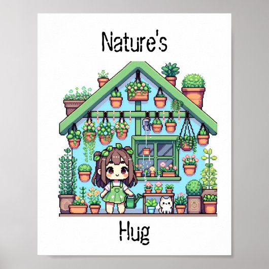 Natuur knuffel | Schattige Plant liefhebbers Pixel Poster (Voorkant)
