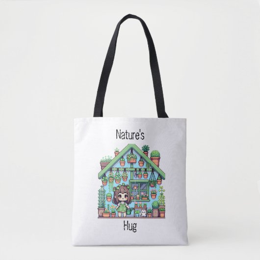 Natuur knuffel | Schattige Plant liefhebbers Pixel Tote Bag (Voorkant)
