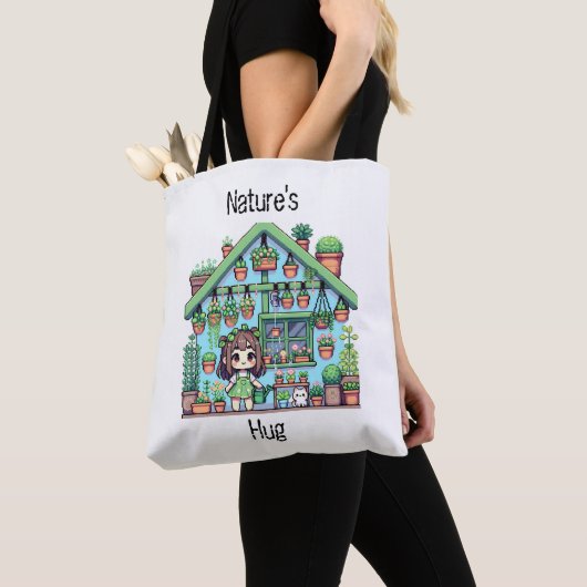 Natuur knuffel | Schattige Plant liefhebbers Pixel Tote Bag (Dichtbij)