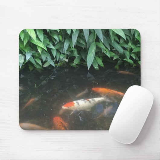 Natuur Koi Fishing in Pond Design Muismat (Met muis)