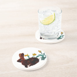 Natuur konijnenbloemen zandsteen onderzetter