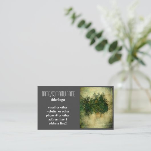 natuur-kunst-bergdenbomen op grijs en wit visitekaartje (Staand voorkant)