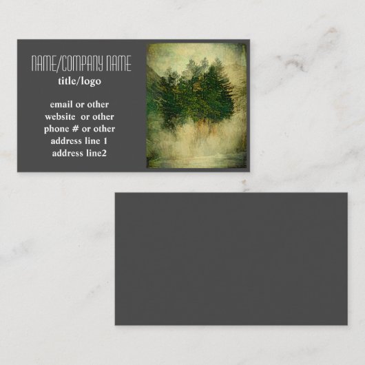 natuur-kunst-bergdenbomen op grijs en wit visitekaartje (Voorkant / Achterkant)