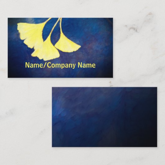 natuur kunst Geel Ginkgo bladeren op blauw Visitekaartje (Voorkant / Achterkant)
