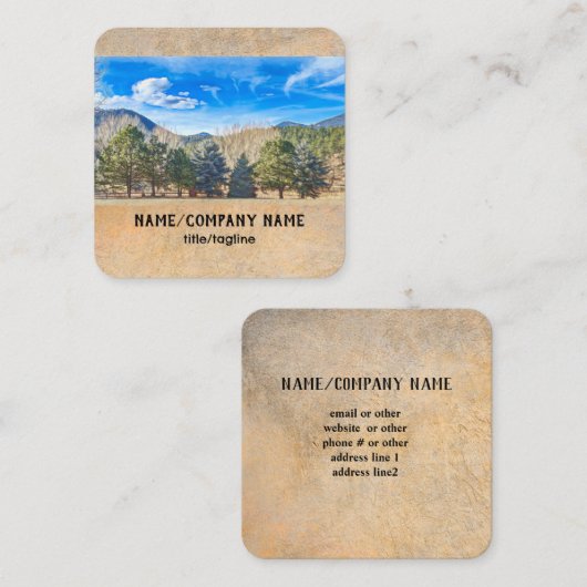 natuur kunst landschap in het blauw van de berg bu vierkante visitekaartje (Voorkant / Achterkant)