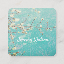  natuur kunst op blauwe dubbelzijdig gebruik vierkante visitekaartje