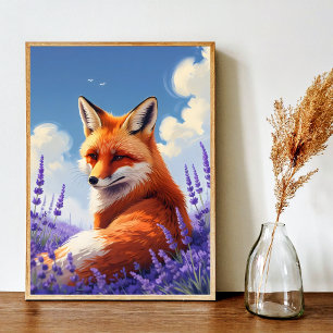 Natuur Kunst Whimsische Vos & Lavendel Kunst Poster