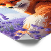 Natuur Kunst Whimsische Vos & Lavender Kunst Poster (Hoek)