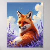 Natuur Kunst Whimsische Vos & Lavender Kunst Poster (Voorkant)