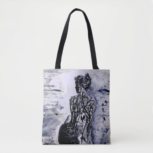 Natuur Lady Canvas tas - zwart en wit schilderen (Voorkant)