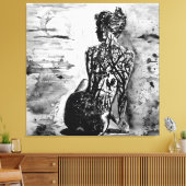 Natuur Lady Canvas zwart afdrukken wit schilderen (Insitu (Woonkamer))