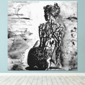Natuur Lady Canvas zwart afdrukken wit schilderen (Insitu (Houten vloer))