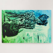 Natuur Lady Jigzaag Puzzle Groene Kunst schildert Legpuzzel (Horizontaal)