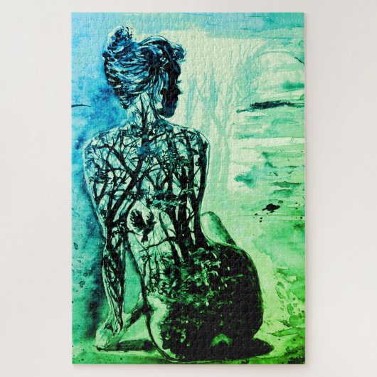 Natuur Lady Jigzaag Puzzle Groene Kunst schildert Legpuzzel (Verticaal)