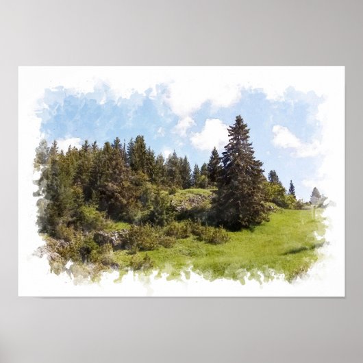 Natuur Landschap - Aquarel Poster (Voorkant)