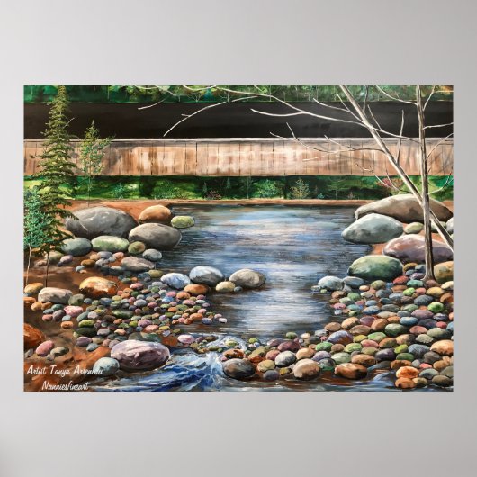 Natuur Landschap Bos Groen met beek Poster (Voorkant)