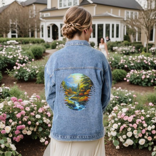Natuur landschap denim jacket (Huwelijk Achterkant)