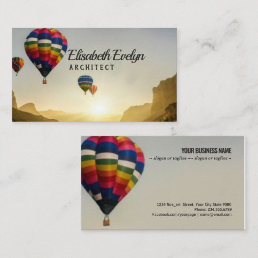 Natuur landschap heteluchtballonfestival in sky visitekaartje (Voorkant / Achterkant)