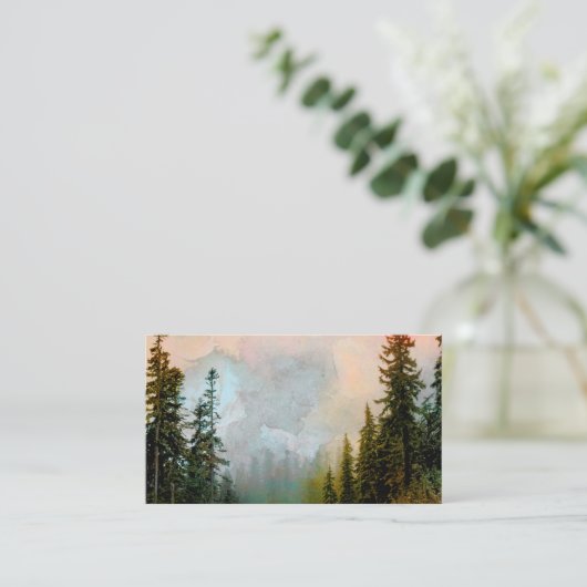 natuur landschap met dennenbomen visitekaartje (Staand voorkant)