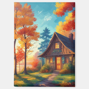 Natuur Landschap met een huisje in het bos-68780 Magneet