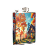 Natuur landschap met een huisje in het bos heupfles (Rechts)