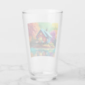 Natuur Landschap met meer, Cottage, Herfst Glas (Achterkant)