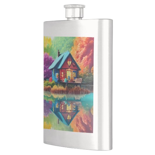 Natuur landschap met meer en herfst flacon (Links)