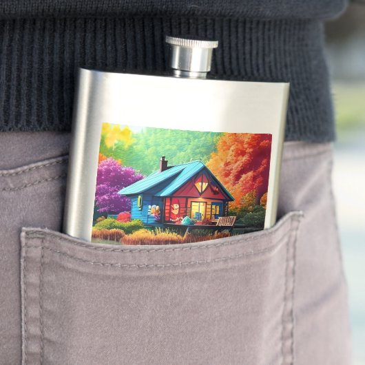 Natuur landschap met meer en herfst flacon (Voorbeeld)