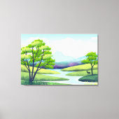 Natuur Landschap met Meer en Herten Canvas Afdruk (Voorkant)