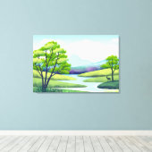 Natuur Landschap met Meer en Herten Canvas Afdruk (Insitu (Houten vloer))