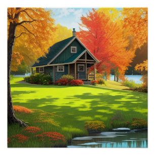 Natuur Landschap met meer en meer Perfect Poster