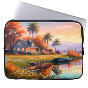 Natuur landschap met meer en palmbomen-34219 laptop sleeve