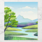 Natuur Landschap met River Wijn Etiket (Enkel label)