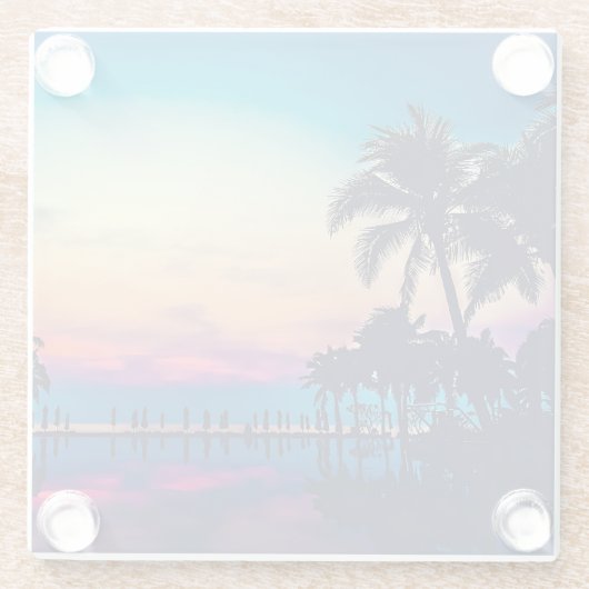 Natuur landschap met zwembad Palmbomen-25925 Glazen Onderzetter (Achterkant)