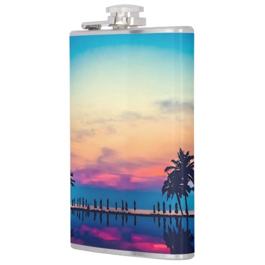 Natuur landschap met zwembad Palmbomen-25925 Heupfles (Links)